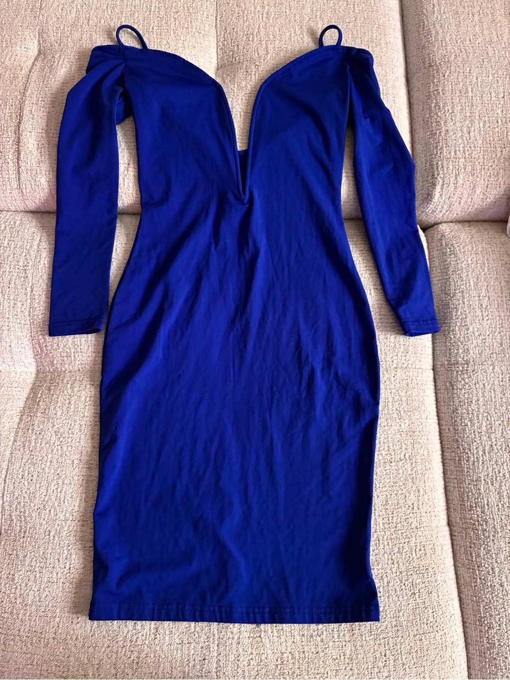 Royal Blue Off-Shoulder Bodycon Dress